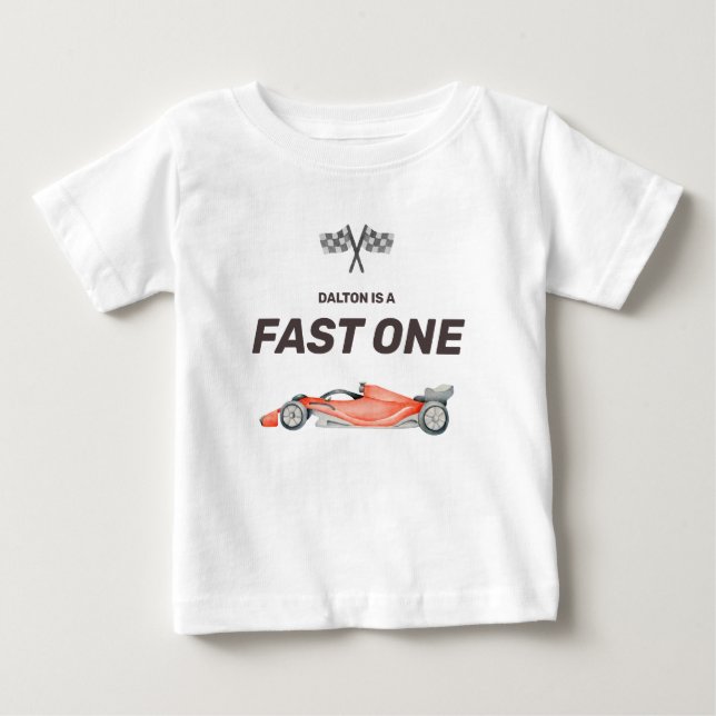 Camiseta De Bebé Coche Fast One Race First Birdday Toddler T-Shirt (Anverso)