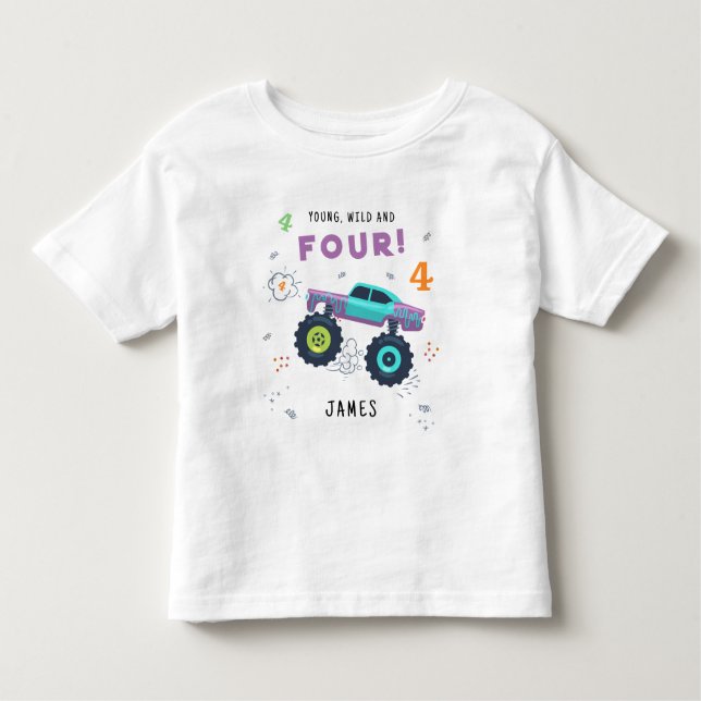 Camiseta De Bebé Coche Monstrual De Niños Jóvenes Y De Cuatro Años (Anverso)