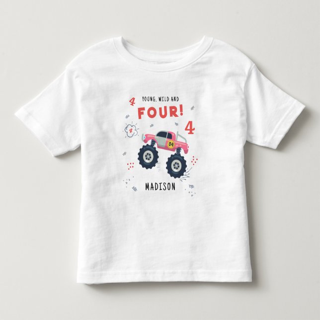 Camiseta De Bebé Coche Monstrual De Niños Jóvenes Y De Cuatro Años (Anverso)