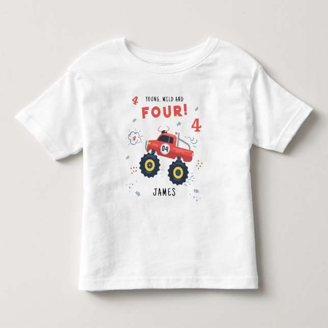 Camiseta De Bebé Coche Monstrual De Niños Jóvenes Y De Cuatro Años (Anverso)