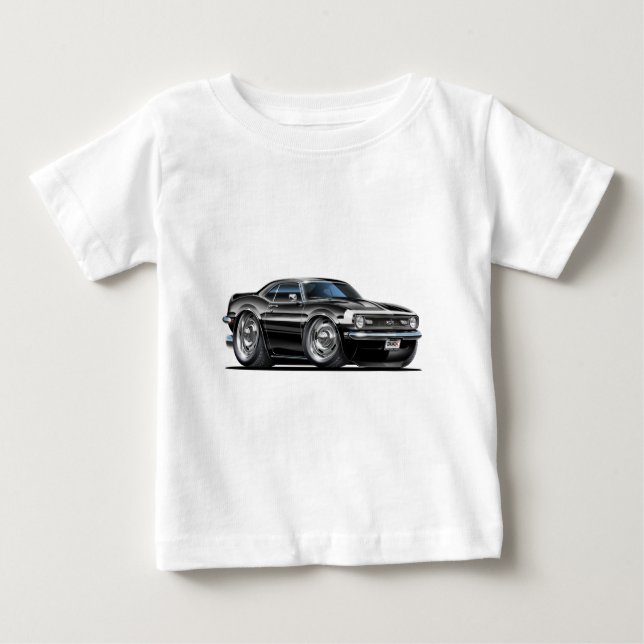 Camiseta De Bebé Coche Negro-Blanco 1968 de Camaro (Anverso)