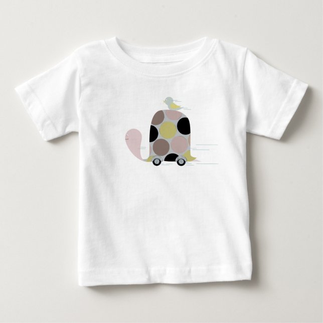 Camiseta De Bebé Coche Pájaro y Tortuga (Anverso)