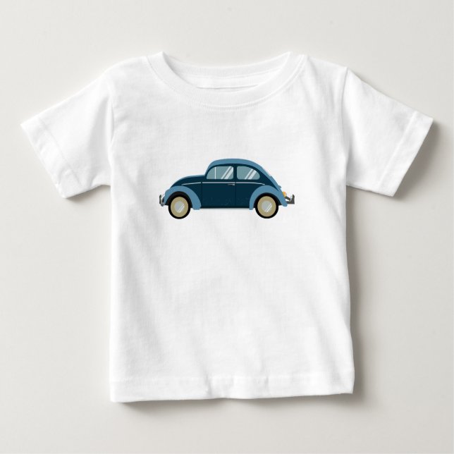 Camiseta De Bebé coche retro azul genial con rozaduras (Anverso)