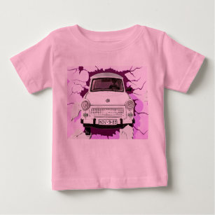 Camiseta De Bebé Coche trabante y muro de Berlín rosado/de la lila