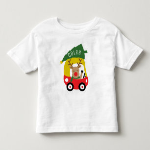 Camiseta De Bebé Cochecito Rojo Reno Pequeño & Árbol de Navidad Beb