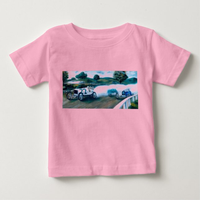 Camiseta De Bebé coches de carreras viejos bebé (Anverso)