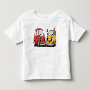 Camiseta De Bebé Coches Felices: Mejores Amigos Rojo y Amarillo