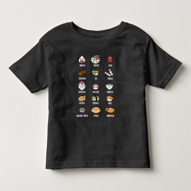 Camiseta De Bebé Cocina asiática ligera Kawaii Sushi Rice Fish Rame (Anverso)