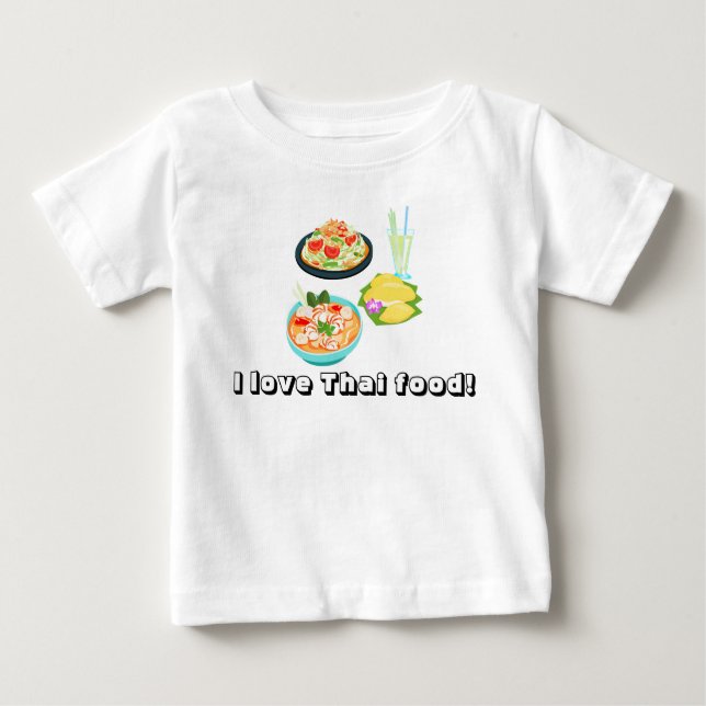 Camiseta De Bebé Cocina tailandesa, bebidas, fruta y redacción (Anverso)