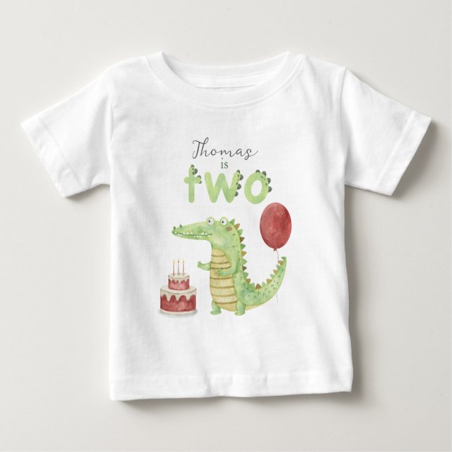 Camiseta De Bebé Cocodrilo acuarela 2º cumpleaños (Anverso)