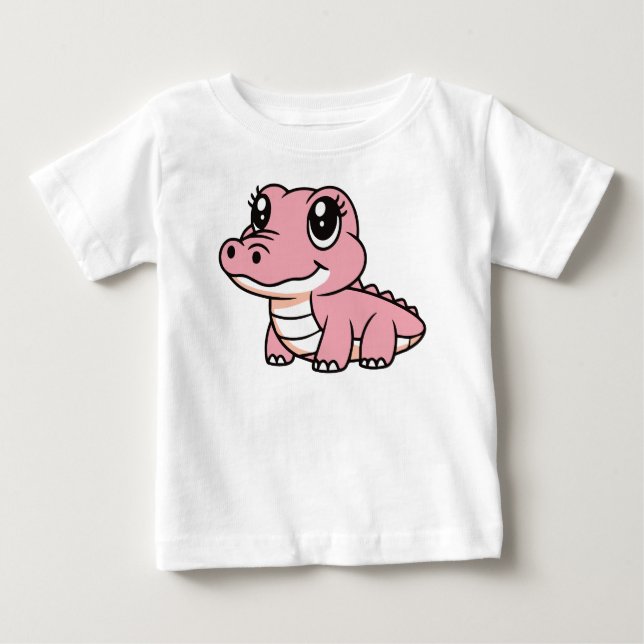 Camiseta De Bebé Cocodrilo Rosa Lindo (Anverso)