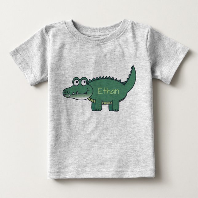 Camiseta De Bebé Cocodrilo verde personalizado del dibujo animado |  