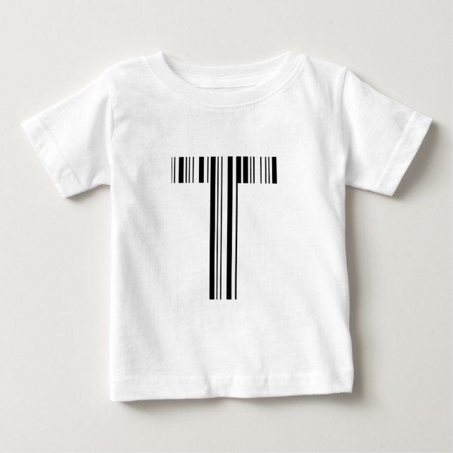 Camiseta De Bebé CÓDIGO DE BARRAS LETRA T Patrón de código de barra (Anverso)
