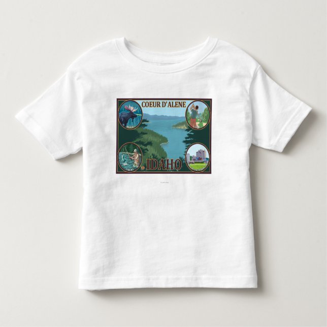 Camiseta De Bebé Coeur D'Alene, poster del viaje de IdahoScenic (Anverso)
