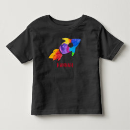 Camiseta De Bebé Cohete de Acuarela de Arcoíris Espacio Exterior Ni