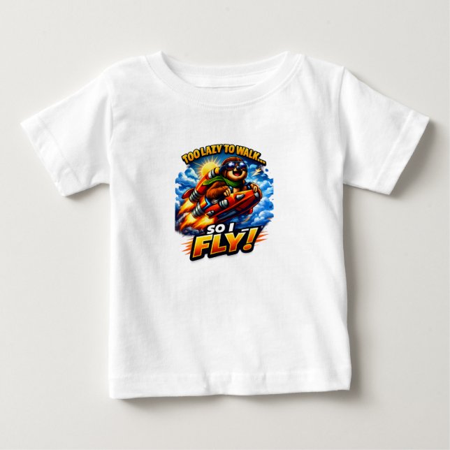 Camiseta De Bebé Cohete de Perezoso Divertido Meme, Demasiado Perez (Anverso)