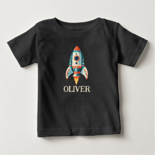 Camiseta De Bebé Cohete espacial de dibujos animados lindo personal