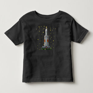 Camiseta De Bebé Cohete Espacial Infantil Estrellas Doradas Negro N