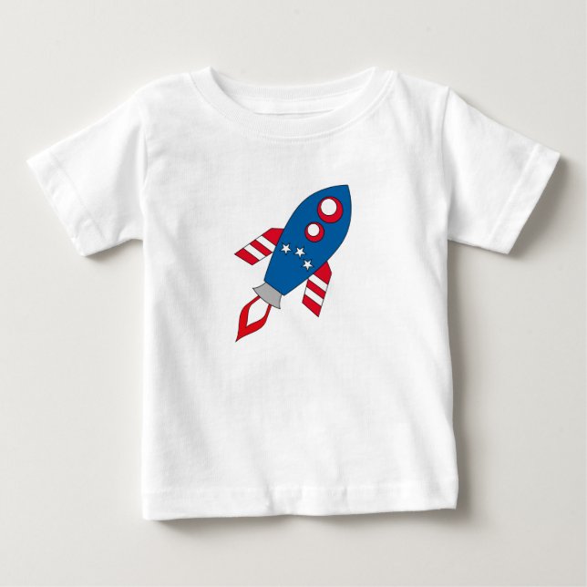 Camiseta De Bebé Cohete rojo blanco y azul (Anverso)