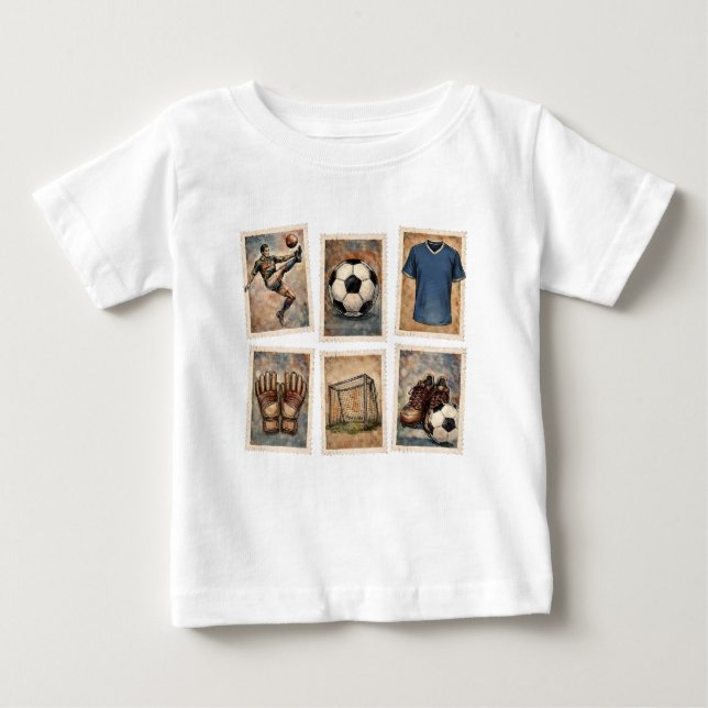 Camiseta De Bebé Colección de Sellos de Fútbol Antiguo (Anverso)