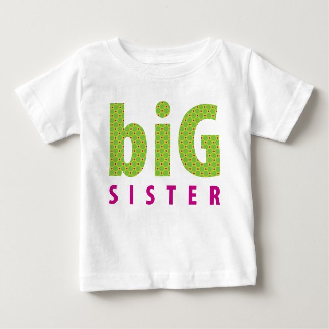 Camiseta De Bebé COLECCIÓN DE SIBLINGS - hermana mayor {lime} (Anverso)