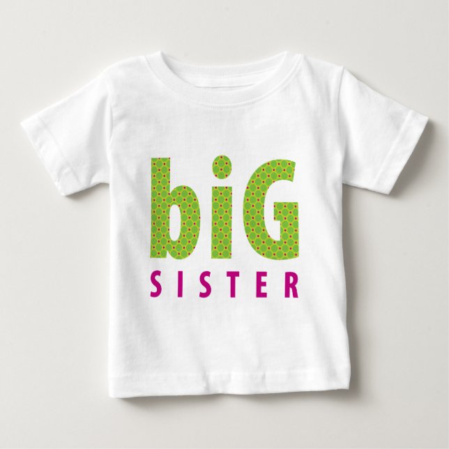 Camiseta De Bebé COLECCIÓN DE SIBLINGS - hermana mayor {lime} (Anverso)