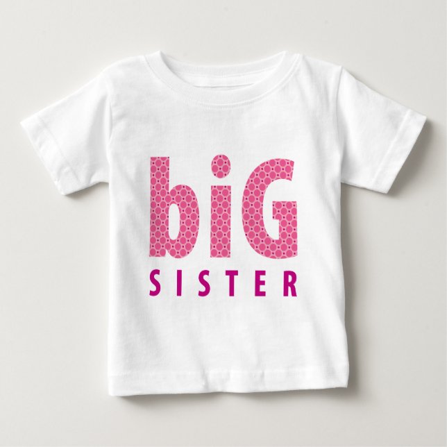 Camiseta De Bebé COLECCIÓN DE SIBLINGS - hermana mayor {rosa} (Anverso)