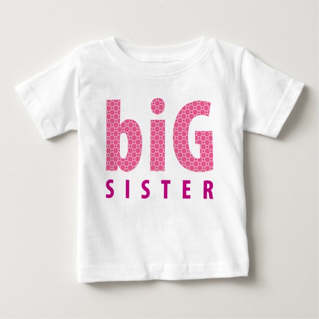 Camiseta De Bebé COLECCIÓN DE SIBLINGS - hermana mayor {rosa} (Anverso)