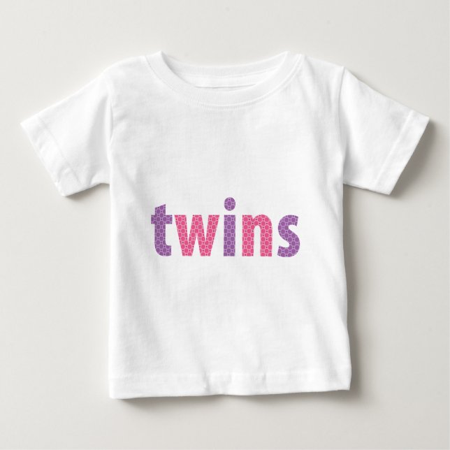 Camiseta De Bebé COLECCIÓN DE TWINS - chicas {violeta + rosa} (Anverso)