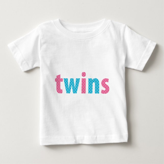 Camiseta De Bebé COLECCIÓN DE TWINS - mixto {aqua + rosa} (Anverso)