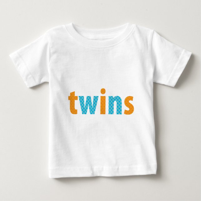 Camiseta De Bebé COLECCIÓN DE TWINS - niños {naranja + aqua} (Anverso)