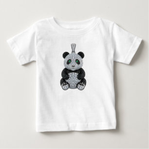 Camiseta De Bebé Colgante de Panda de Diamantes de Lujo en Platino