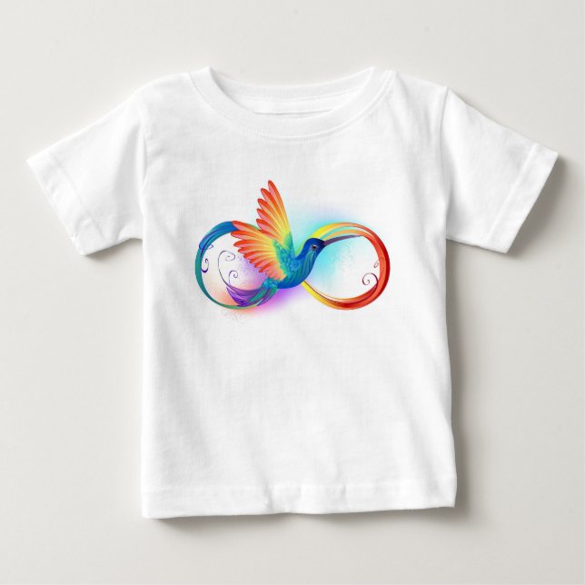 Camiseta De Bebé Colibrí arcoiris con símbolo Infinity (Anverso)