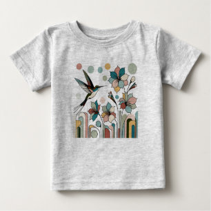 Camiseta De Bebé Colibrí con flores