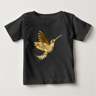 Camiseta De Bebé Colibrí negro y dorado