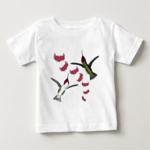 Camiseta De Bebé Colibríes Corazones Grunge con Alas