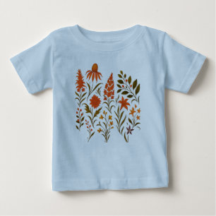 Camiseta De Bebé Collage Botánico de Flor Silvestre de Otoño Vintag