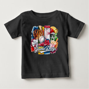 Camiseta De Bebé Collage de acuarela de deportes del día del juego