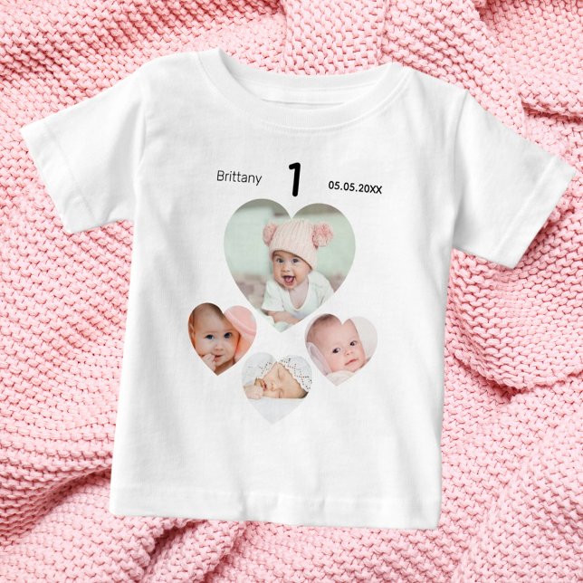 Camiseta De Bebé Collage de fotos de nombre de cumpleaños bebé (Subido por el creador)