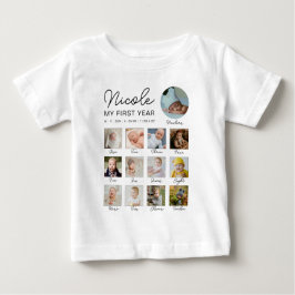 Camiseta De Bebé Collage de fotos moderno de 12 meses de primer año