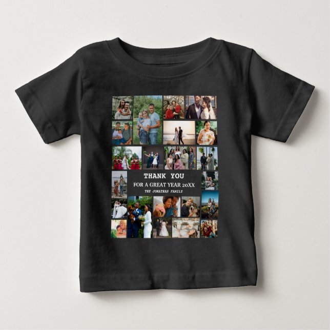 Camiseta De Bebé Collage de fotos Personalizado De Fin De Año Famil (Anverso)