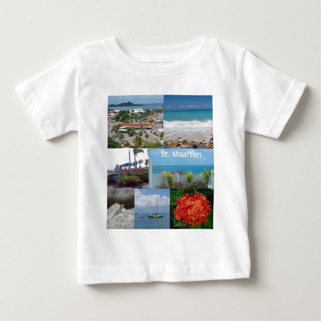 Camiseta De Bebé Collage de fotos Sint Maarten-Saint Maarten (Anverso)