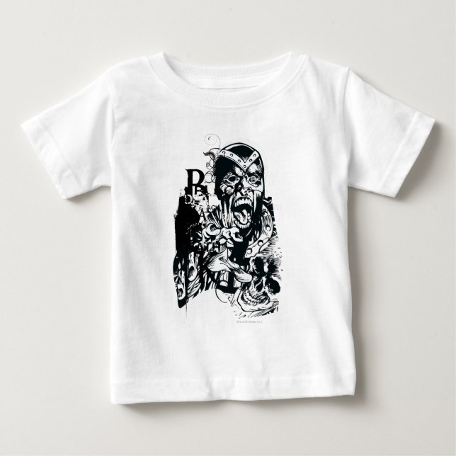 Camiseta De Bebé Collage de mano negra y cráneo (Anverso)