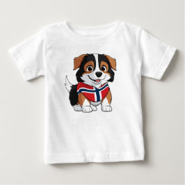 Camiseta De Bebé Collie de borde animado con bandera de Noruega