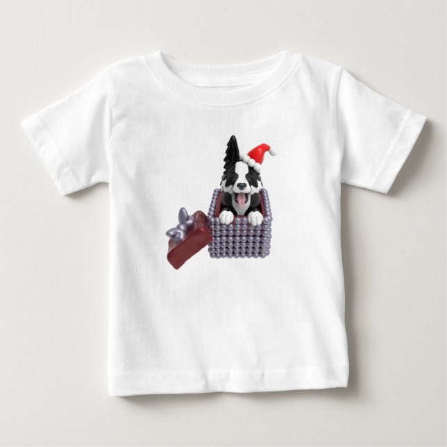Camiseta De Bebé Collie de borde navideño (Anverso)