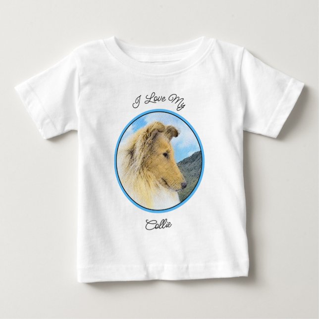 Camiseta De Bebé Collie in Mountains (Rough) Pintura - Perro Art (Anverso)