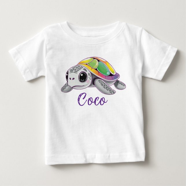 Camiseta De Bebé Color Burst Sea Turtle (Anverso)