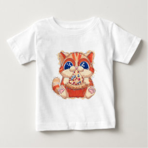 Camiseta De Bebé Color de la pizza de consumo de gato