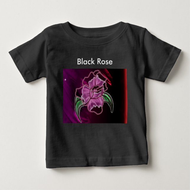 Camiseta De Bebé Color de Rosa negro (Anverso)