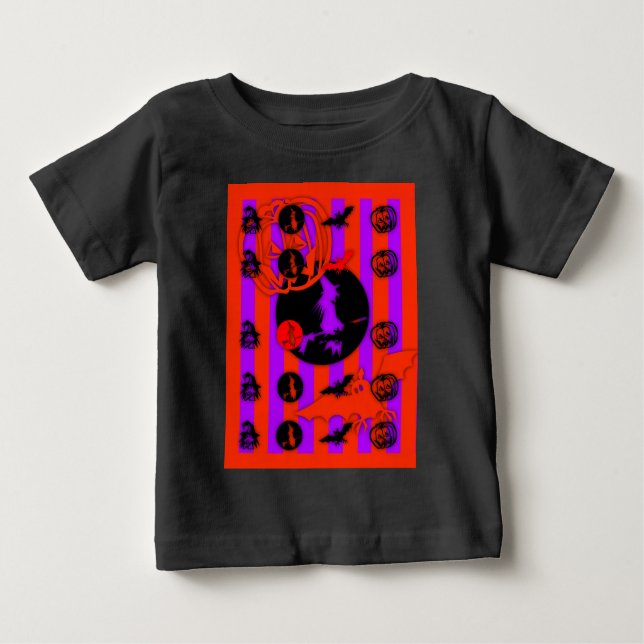 Camiseta De Bebé Colores eléctricos Halloween Black Baby Tee (Anverso)